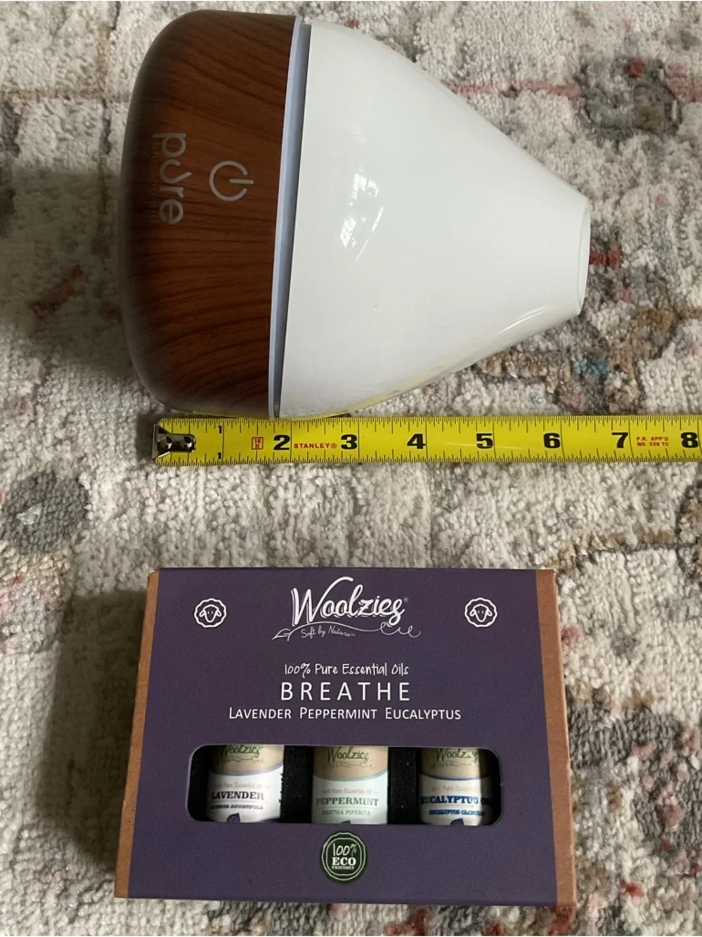 Pure Enrichment Diffuser with Woolzies Breathe Essential Oil Set